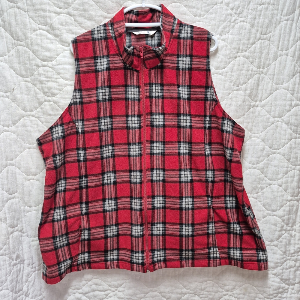 Riders by Lee Buffalo Checked Vest Warm Cozy Relaxed Fit Layering Pockets Zip 2X